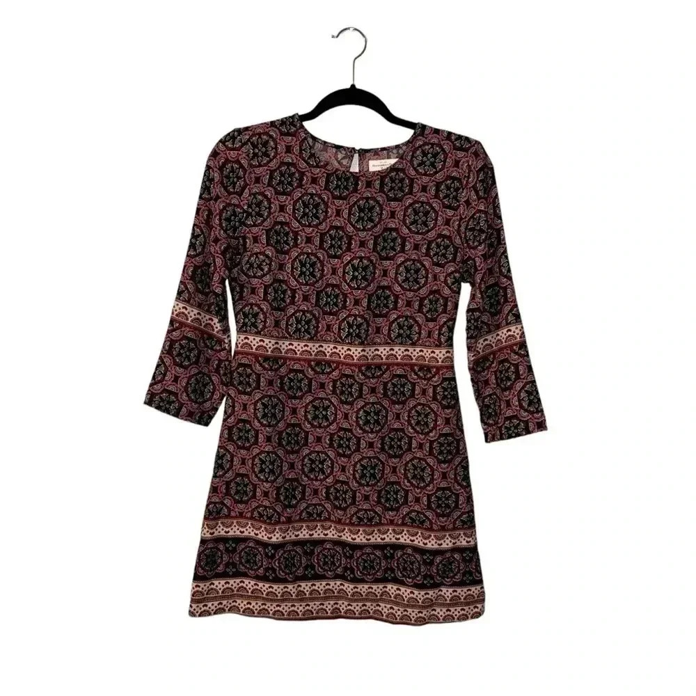 A&F Half Sleeve Mini Shift Dress Boho Design Women’s XS